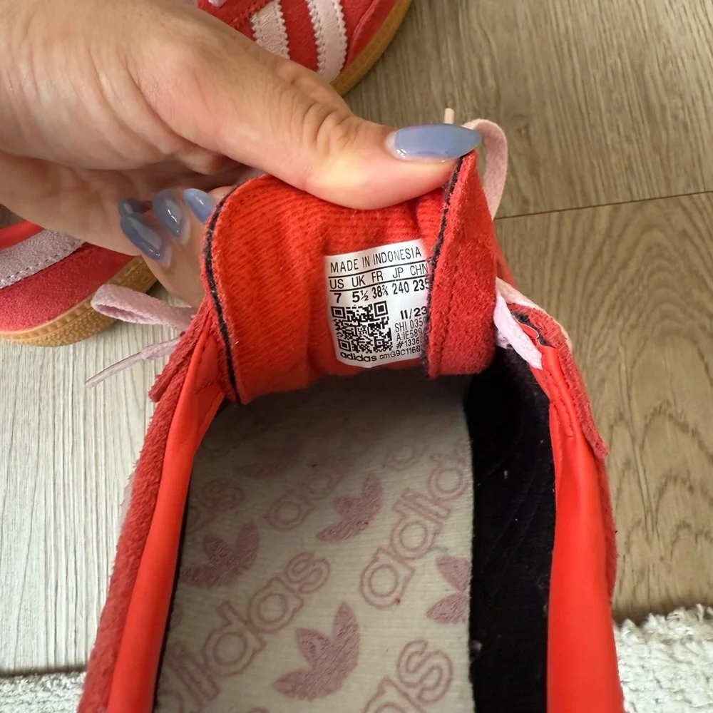 adidas Red Suede Sneakers with Pink Accents - Picture 4 of 4